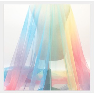 1 Meter Printed Gradient Color Mesh Rainbow Printed Fabric