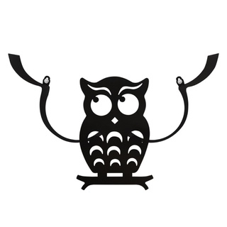 Staring Owl Cute Cast Iron Animal Black Paper Towel Holder, Wall-Mount Bath Tissue Toilet Roll Jewel (5)