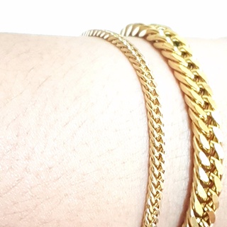 Couple 8 Cut Stainless Steel Chain Kadena Bracelet Setgold ring gold earrings gold jewelry