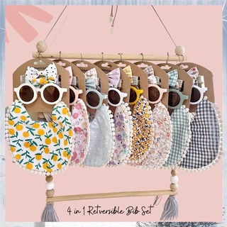 【Available】4 in 1 baby bib with head bands and sunglasses / stylish and fashionable bib with head bo
