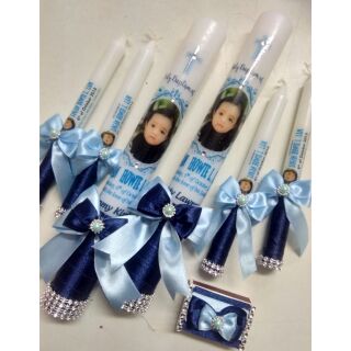 Baby Boy Baptismal Candle Set with Parent Candles :)