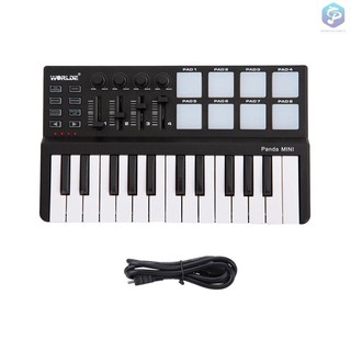 ♪♪J&F❤Worlde Panda mini Portable Mini 25-Key USB Keyboard and Drum Pad MIDI Controller