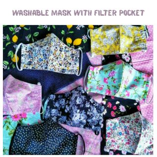 Washable Mask with Pocket Filter Reusable Mask Fitted Mask
