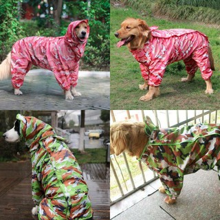 Camouflage Raincoat with Visor for Big Dogs
