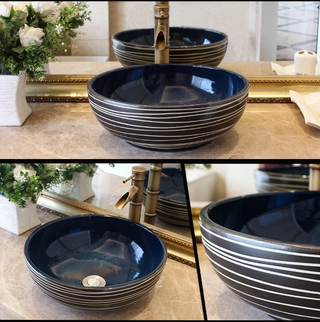 Ceramic washbasin wash basin household combination round art bathroom above counter basin wash basin