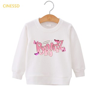 Cute Pink Butterfly Hoodies For Girls Y2k Bratz Kids Clothes Harajuku Kawaii Children Clothing Sweatshirt Vogue Tracksuit Coat