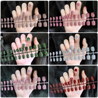 【Fake Nails】24pcs New false nails / waterproof nail stickers /No glue/fake nails set with glue/24 Pcs False Nails / False nails /Nail art/ Nail stickers / Art stickers/Fake nail/Fake nails set free gule