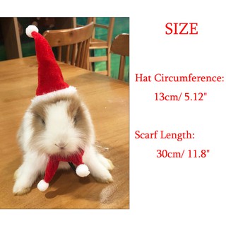 LIULIU Small Animal Santa Hat with Scarf Christmas Guinea Pig Costume Halloween Rat Cap Rabbit Clothing Set Xmas Gift Clothes Outfit for Sugar Glider Hamster Chinchilla Ferret Lizard (4)