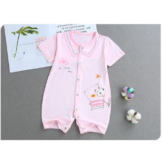 Newborn short-sleeved straight button, fresh baby clothes PINK color