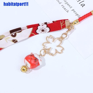 【COD•habi】Phone Strap Lanyards Daisy Flower Cat Bell Mobile Phone Hang Rope Charm D (3)