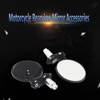 22mm Black Motorcycle Round 7/8" Bar End Rearview Side Mirrors For Bobber Cafe Racer Modified Handle Black Mirror Reflector Refit Motorbike Accessories