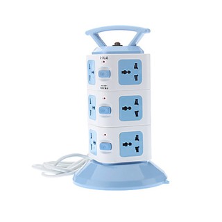 Vertical Outlet 12-gang 220V Extension White blue 10A 3000 Watts