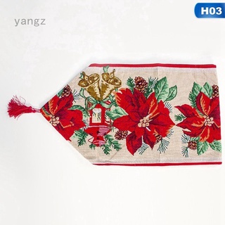 Yangz Qijunfeng 2020 New Christmas Printed Embroidered Table Runner Table Flag Xmas Table Decoration