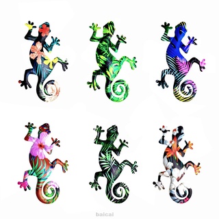 6pack Fence Living Room Gift Small Office Indoor Outdoor Metal Decor Gecko Wall Art