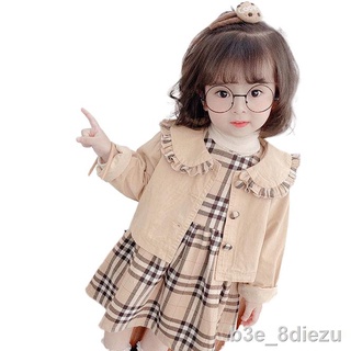 ❄┅Children s autumn clothing 2021 new girls foreign style dress suit girl baby vest skirt two-piece