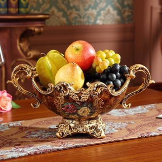 Luxury Living Room Coffee Table Restaurant Decorations European High-End Fruit Plate Dried Fruit Tray Home Creative American Retro