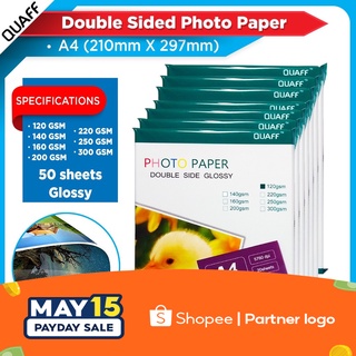 QUAFF Double Sided Photo Paper A4 size (50sheets per pack)( 120gsm-300gsm)