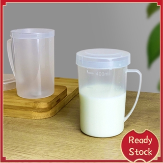 400ml Measuring Cup With Lid Breakfast Milk Cup Plastic Water Mug Refrigerator Microwave Available