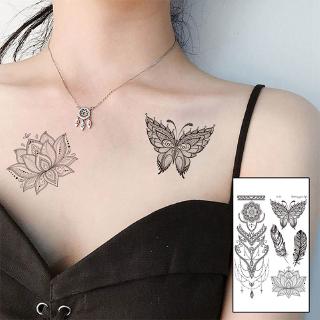Black Henna Temporary Tattoos For Women Lace Mehndi Mandala Flower Tatoos Lotus Butterfly Tattoo Stickers