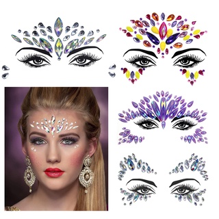 Face Gems, Women Face Jewels Crystal Face Glitter Rhinestone Bindi Temporary Tattoo Face Eyebrow Body Stickers for Rave Festival Party