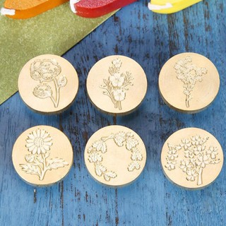 【lotsofgoods】 Retro Plant Pattern Sealing Wax Wooden Handle Wax Seal Stamps for Envelope (2)