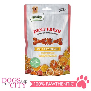 Dentalight 9541 Dent Fresh 3" 360° Toothbrush Juicy Orange 18 pieces Dog Dental Chews (1)