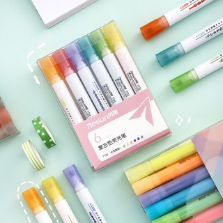 school supplies✧❄imoda 6pcs/box Colorful Highlighter Pen Student Marker Stationery Sup