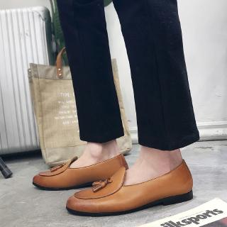 Men's Business Formal Genuine Leather Shoes Slip-On slip Loafer Low-Cut Tassel Shoes (7)