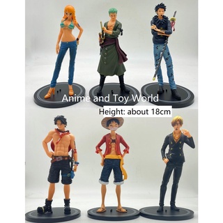 One Piece Luffy Zoro Ace Sanji Law Nami Sabo Marco 16-18cm With Stand Anime Collectible Figure