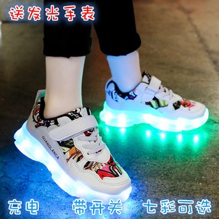 Kids Led Flash Light Sports Shoes Casual Shoes Mesh Running Shoes