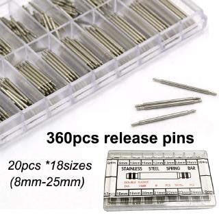 Set of 360PCS Watch Strap Spring Pins Repair Tool Watch Band Spring Bar Release Pins 8-16 17 18 19 20 21 22 23 24 25mm