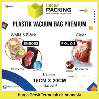 Vacuum Bag Food 15x20cm Plastic Vacuum Sealer Plain & Black EMBOSS / BENING DELKOCHOICE PREMIUM