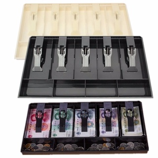 New Cash-Coin-Register-Replacement-Money-Drawer-Storage-Box-With-5-Bill-4-Coin-Trays(black) TbO7