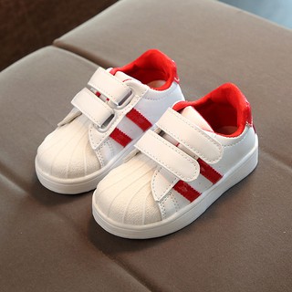Baby Sports Casual Rubber Shoes Boy Girl Fashion Sneakers [WHITE/RED]