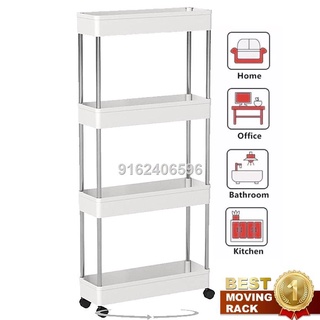 4 Layer Moving Rack Kitchen Storage Shelf Wall Cabinets Home Bedroom Bathroom Organizer Trolley