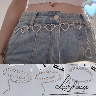 LD-Chain Belt, Trendy Heart Leaf Circle Pendant Waist Chain Summer Beach Body Jewelry for Women and Girls (1)