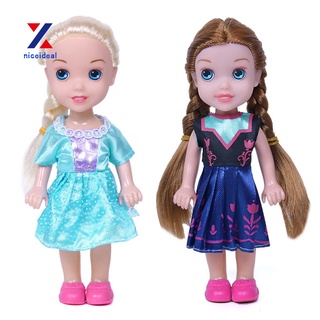 ✲Nd 2Pcs 16cm Frozen Figures Little Elas Anna Dressed Dolls Kids Toy Birthday Gift