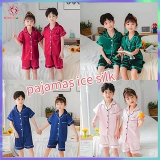 pajamas for kids ice silk boys and girls summer thin baby short-sleeved shorts home service