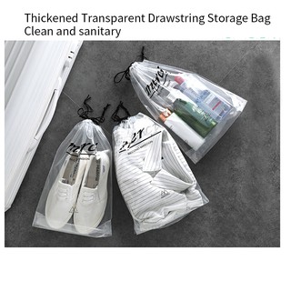 5PCS Thickened PVC Transparent Drawstring Bag Waterproof Travel Shoe Storage