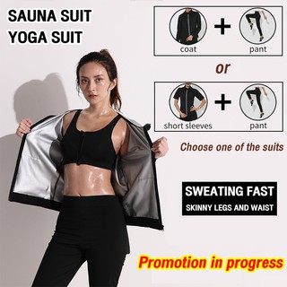 Fitness Weight Loss Sauna Suit Sweat Suit for Women Fast Sweating Track Suit Women Sauna Jacket with Zipper Sweat Jacket Running Exercise Gym Anti-Rip Suit Burning Fat Plus Size