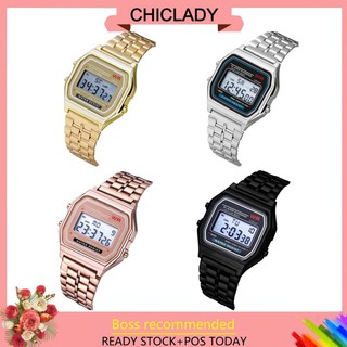 ❤COD❤【ready stock】 LED Digital Waterproof Quartz Wrist Watch Women Men Steel Wrist Watch