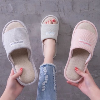 Japanese linen slippers indoor non-slip couple slippers