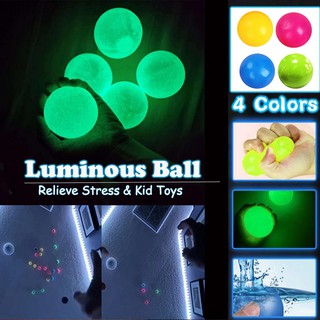 [Ready Stock] 4pcs Stick Wall Ball Stress Relief Toys Sticky Squash Ball Globbles Decompression Toy for Kids Toys Section 6.0CM (air Section) Decompression Cube Noodles Toy (1)