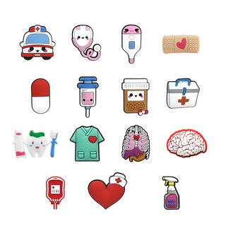 Cartoon hospital doctor nurse theme charms are suitable for croc shoe accessories Pins Decorations