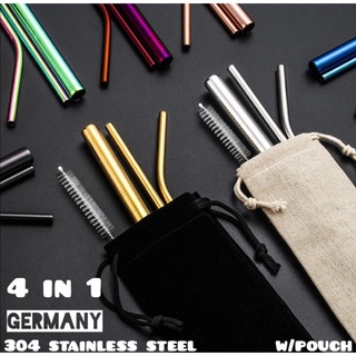dinnerware☂▣△5Pcs Stainless Steel Metal Drinking Straws Straight Bent Reusable Washable