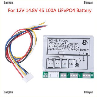 【Home】4S 100A 12.8V w/balance LiFePo4 LiFe 18650 battery cell BMS protection PCB board