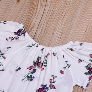 Baby Girl Set Floral Short Sleeves Romper Tops+Skirts (6)