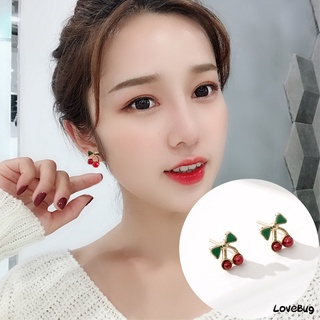 Cherry Earrings Cherry Necklace Golen Necklace Re Cherry Jewelry Sets Fruit Jewelry -LB
