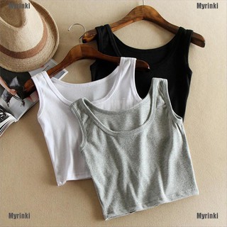 (Myrinki+COD)Summer Short Top Women Sleeveless Tank Solid Black/White Crop Tops Vest Tube Top