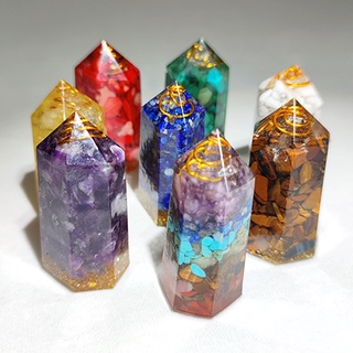 New single pointed column colorful healing gemstone energy natural resin crystal gravel home decorations ornaments